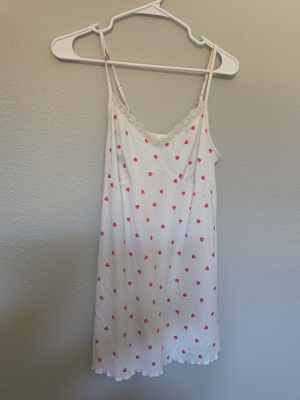 Forever 21 White Slip Dress with Pink Heart Print